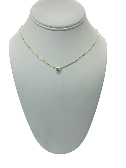 Aqua crystal heart necklace