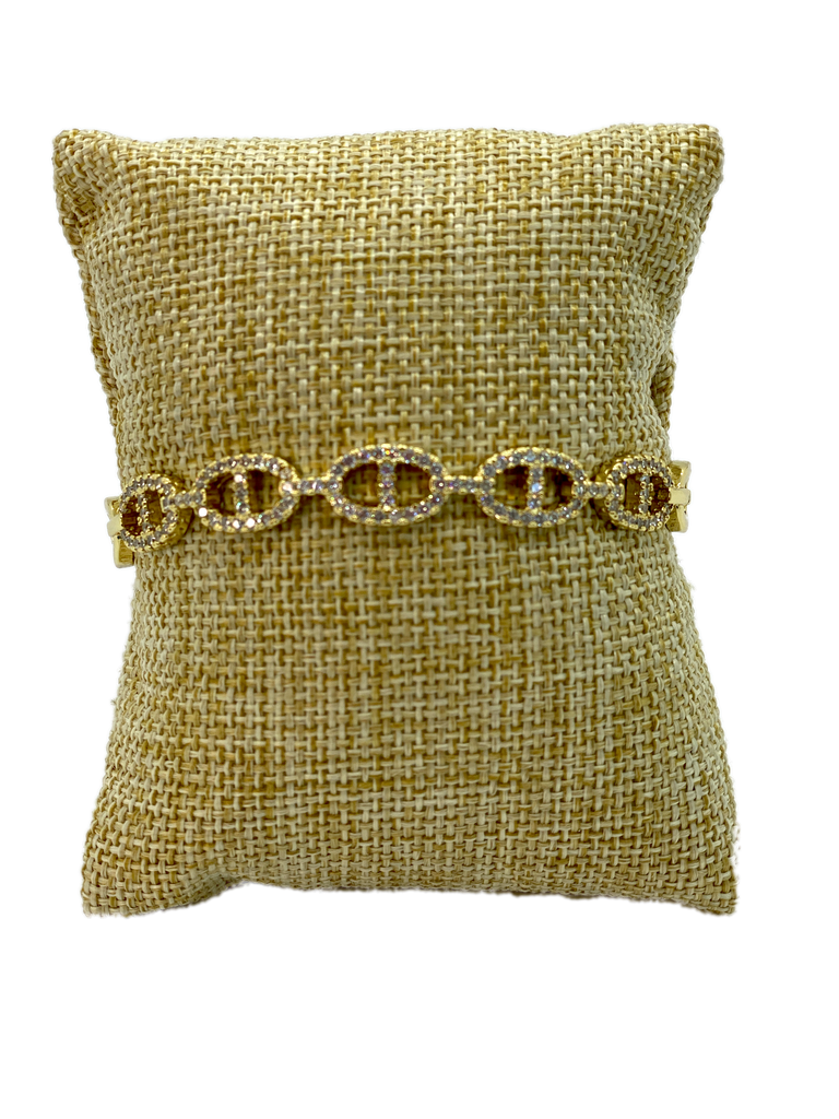 Gold zirconia link bracelet