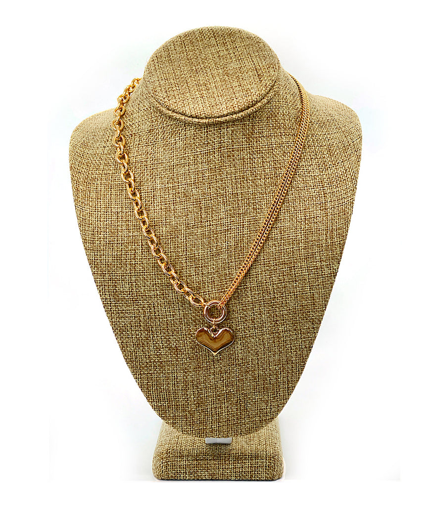 Gold Heart Link Chain Necklace