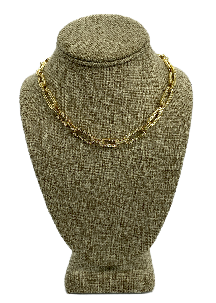 Zirconia link chain necklace