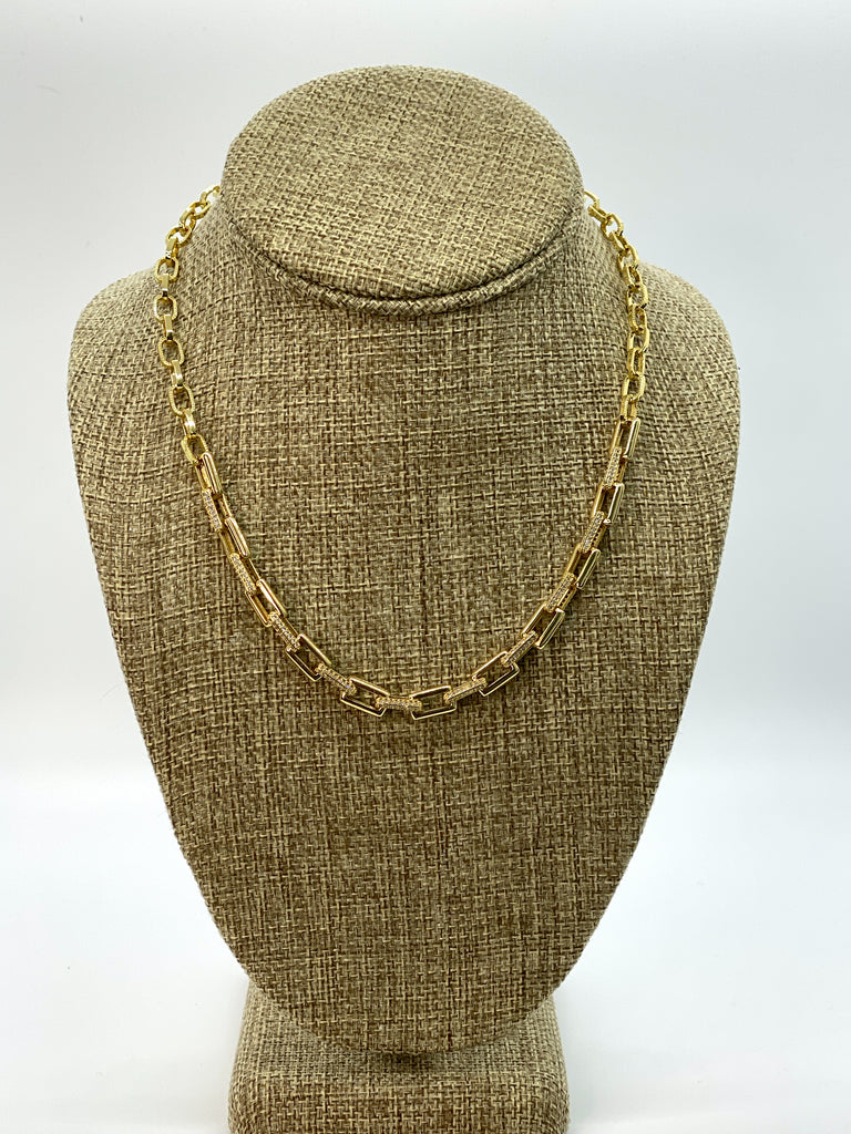 Zirconia gold necklace