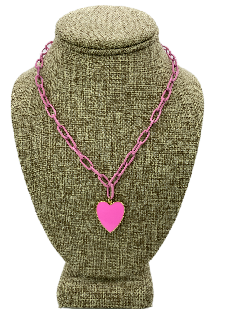 Pink heart necklace